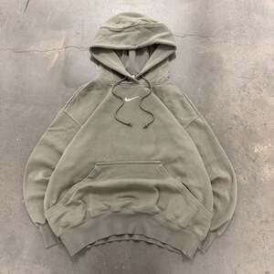 Nike Mini Swoosh Hoodie Olive Green Pullover Sweatshirt